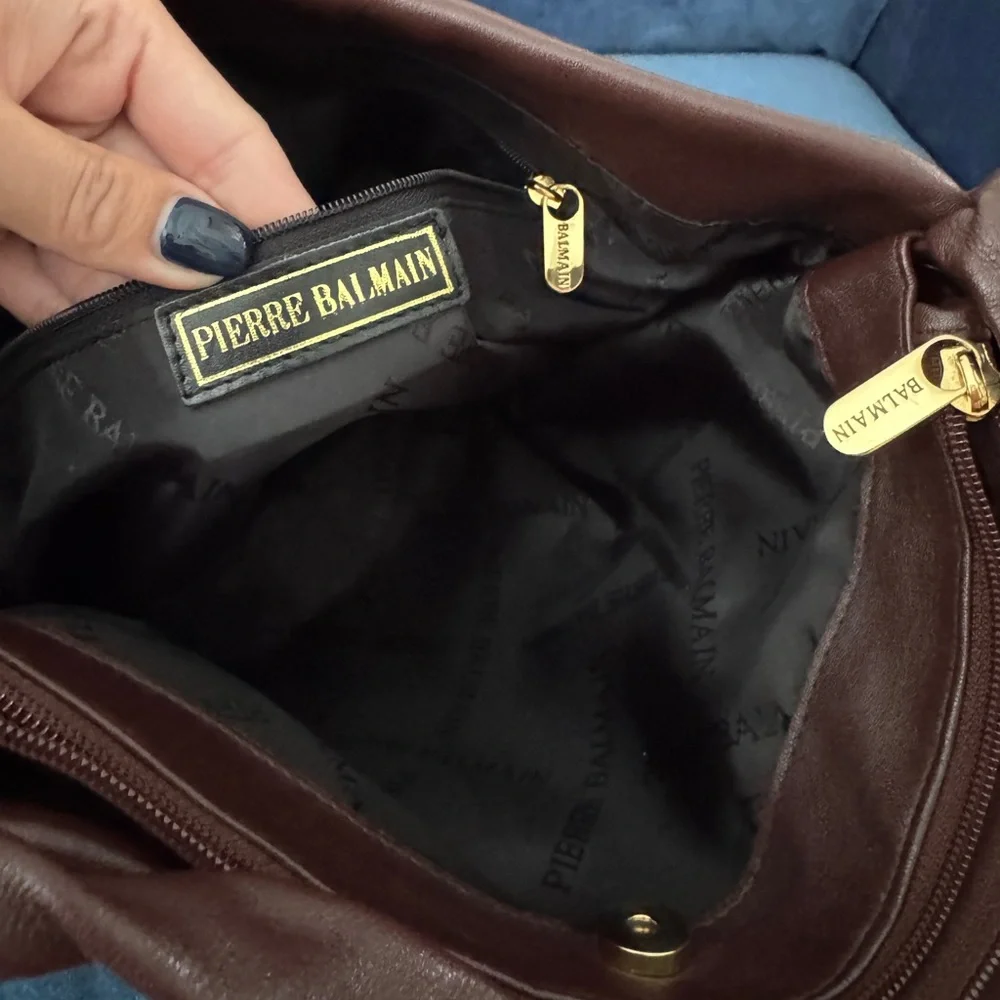 Rare Pierre Balmain Vintage Dark Chocolate Brown suede Hobo Bag‎